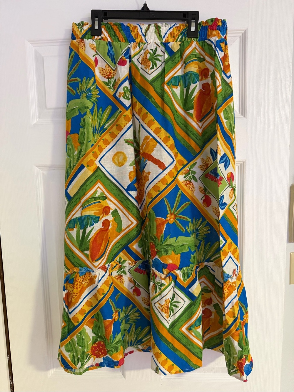 Christian Siriano Tropical Patchwork Maxi Skirt - Blue, Green & Yellow